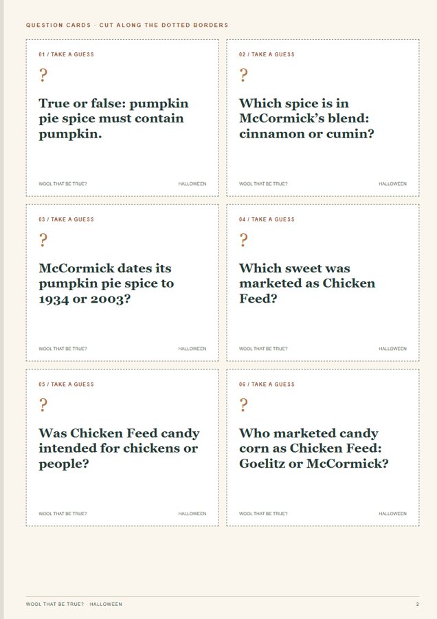 Printable Halloween trivia cards