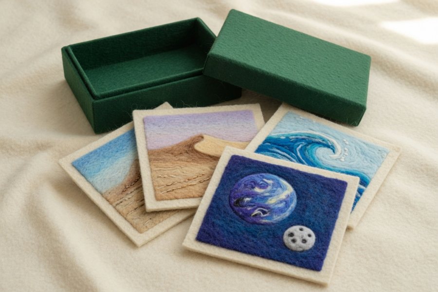 A felt box of Everyday Wonders trivia cards