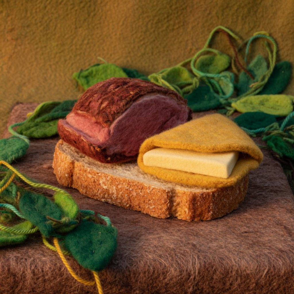 A thick slice of bread used as a plate under roast meat