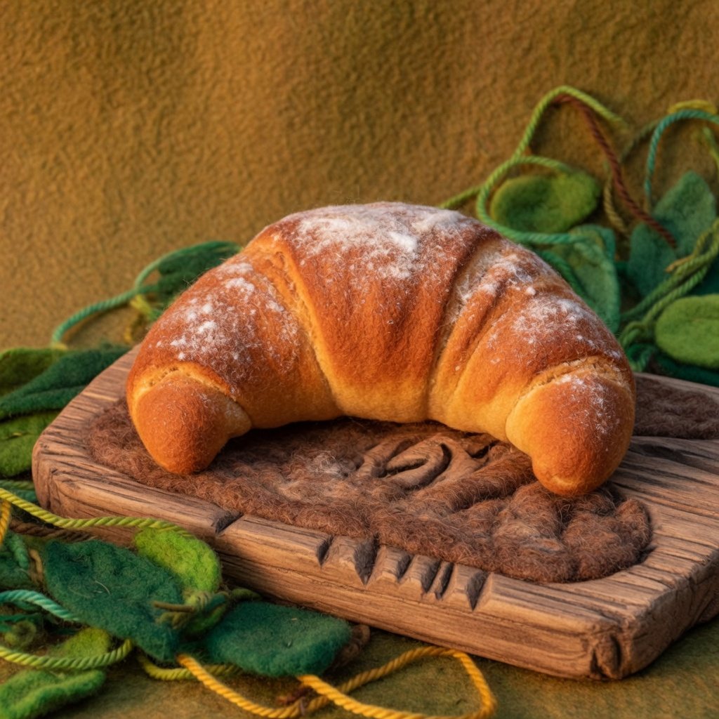 A dense crescent bread roll dusted with flour