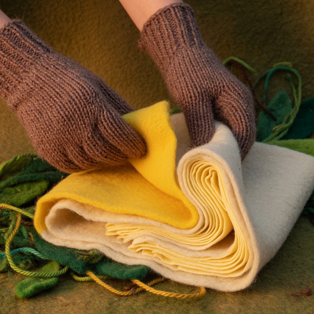 Knitted gloves folding butter into many thin layers of dough