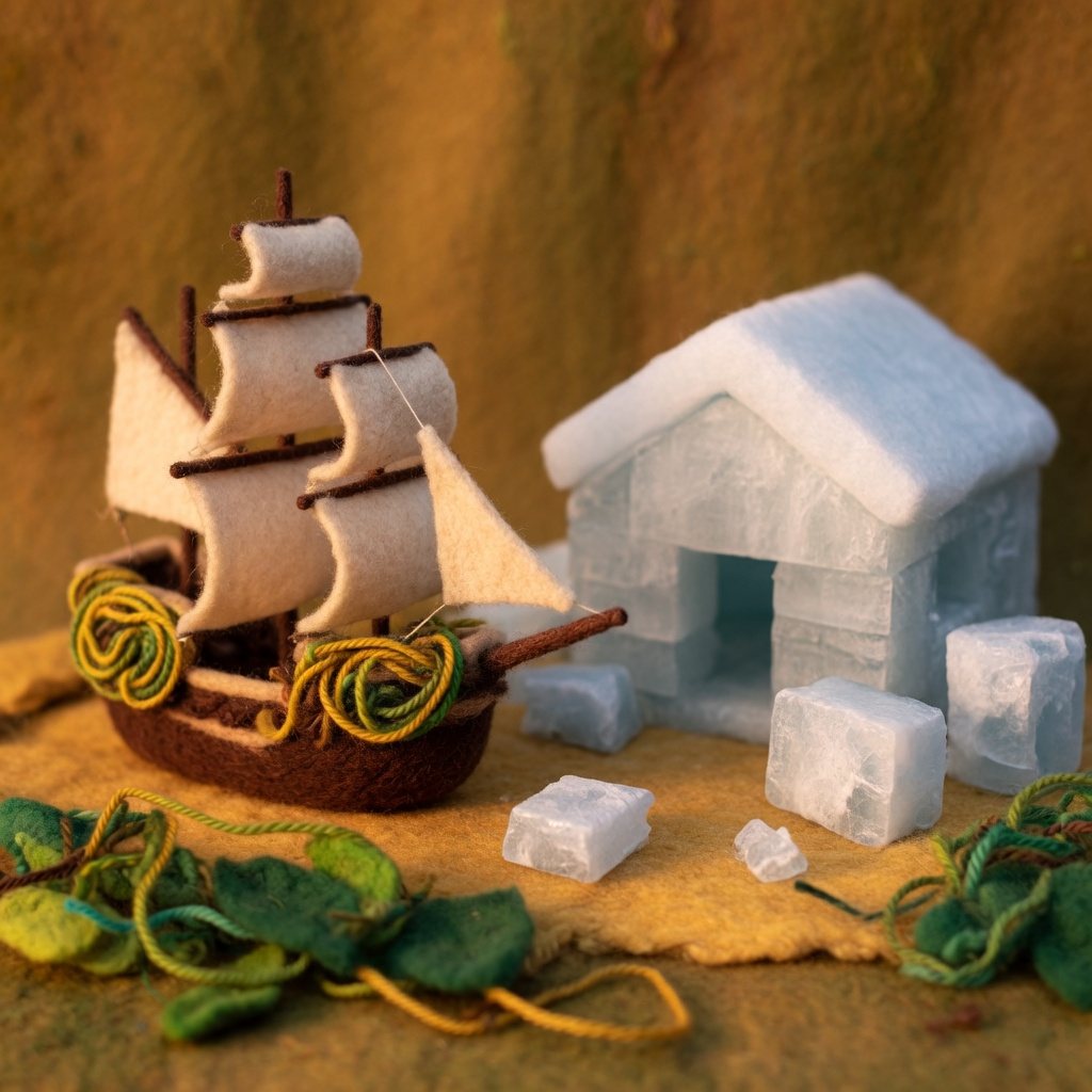 A wool ship and a thick-walled ice house in a warm port