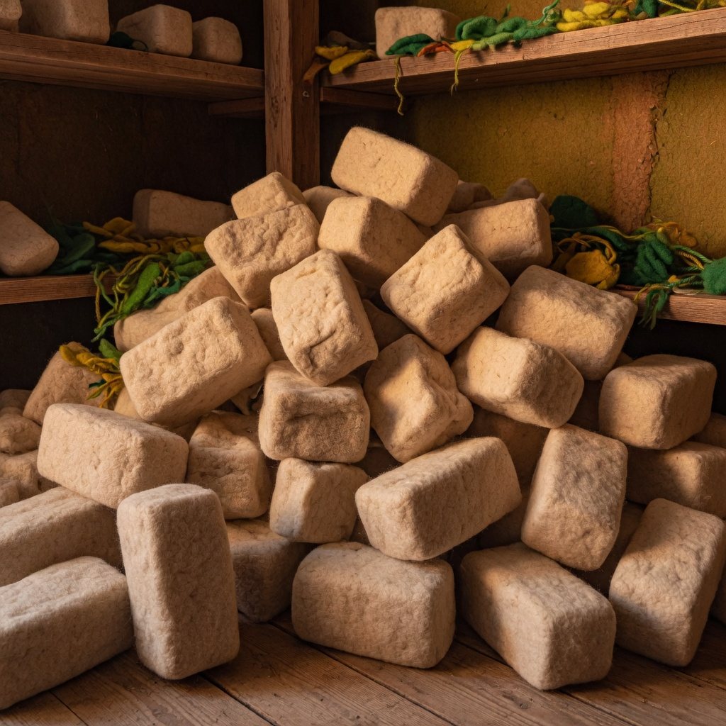 A storeroom piled high with blocks of chicle