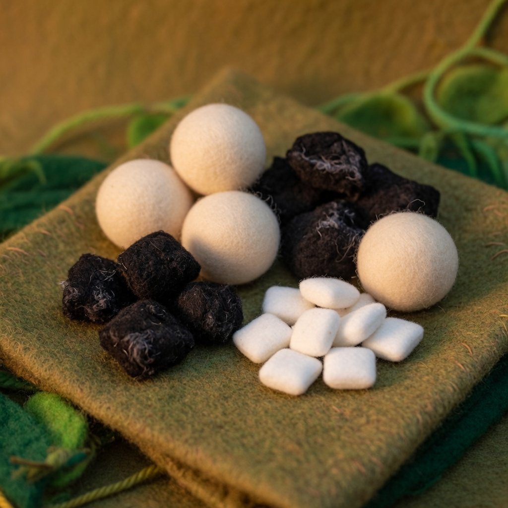 Cream gum balls, black liquorice pieces and small white tablets